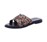 Apple of Eden Damen Pantoletten ALYCIA Beige Rauleder Animal Print Leopard, Größe:41, Farbauswahl:schwarz-kombi