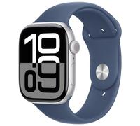 Apple Smartwatch Apple Watch Series 10 46 mm Aluminium Silber (GPS) Sportarmband denim grün