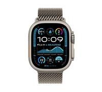 Apple Watch Ultra 2 (GPS + Cellular 49 mm) Smartwatch, Sportuhr mit Titangehäuse in Natur und Milanaise Armband in Titan Natur (S). Fitnesstracker, präzises GPS, Actiontaste, CO₂ neutral