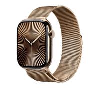 Apple Watch 10 42 mm/Titangehäuse Gold/Milanaise Armband Gold LTE