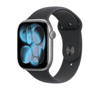 Apple Watch 11 46/Graues Aluminium/Schwarzes Armband M/L GPS