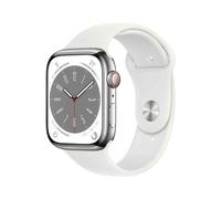 Apple Watch S8 Edelstahl Cellular 45mm Silber (Sportarmband weiß)