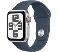 Apple Watch SE (40mm) GPS+4G Smartwatch 2. Gen, Alu mit Sportarmband M/L silber/sturmblau