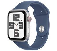 APPLE Watch SE GPS + Cellular 44mm Silver Aluminium Case with Denim Sport Band - M/L