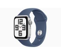 Apple Watch SE GPS, 40 mm Aluminiumgehäuse Silber, Sportarmband Denim - S/M
