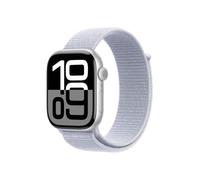 Apple Watch Series 10 (GPS 46 mm) Smartwatch mit Aluminiumgehäuse in Silber und Sport Loop in Blaue Wolke (One Size). Fitnesstracker, EKG App, Always-On Retina Display, CO₂ neutral