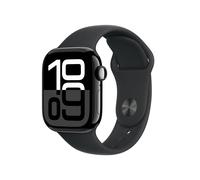 Apple Watch Series 10 GPS + Cellular, 42 mm Aluminiumgehäuse Diamantschwarz, Sportarmband Schwarz - M/L - PayPal 0 % Finanzierung