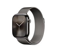 Apple Watch Series 10 (GPS + Cellular 42 mm) Smartwatch mit Titangehäuse in Schiefer und Milanaise Armband in Schiefer (One Size). Fitnesstracker, EKG App, Always-On Retina Display, CO₂ neutral