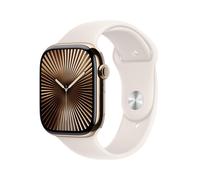 APPLE Watch Series 10 GPS + Cellular 42mm Gold Titanium Case with Starlight Sport Band - S/M