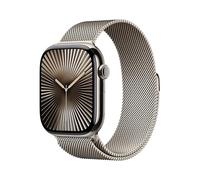 Apple Watch Series 10 (GPS + Cellular 46 mm) Smartwatch mit Titangehäuse in Natur und Milanaise Armband in Natur (M/L). Fitnesstracker, EKG App, Always-On Retina Display, Wasserschutz