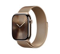 Apple Watch Series 10 GPS + Cellular, 46 mm Titangehäuse Gold, mit Milanese Armband Gold - M/L - 10€ sparen mit Wero