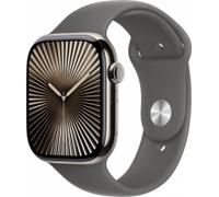 Apple Watch Series 10 GPS + Cellular, 46 mm Titangehäuse Natur, Sportarmband Steingrau - M/L