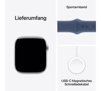 Apple Watch Series 10 Sportarmband Silber 46mm S/M (130-180 mm Umfang) Aluminium Denim GPS