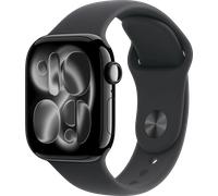 Apple Watch Series 11 GPS 42 mm Smartwatch mit Aluminiumgehäuse in Diamantschwarz und Sportarmband in Schwarz (S/M). Schlafindex, Fitnesstracker, Gesundheitstracking, Always-On Display, Wasserschutz