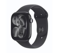 Apple Watch Series 11 46mm Diamantschwarz Aluminium Gehäuse mit Schwarz Sport Band - S/M