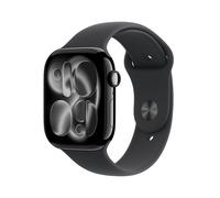 Apple Watch Series 11 Aluminium GPS 46 mm Diamantschwarz Sportarmband Schwarz S/M