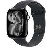 Apple Watch Series 11 Cellular 46 mm Aluminium Diamantschwarz mit schwarzem Sportarmband - S/M