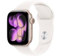 Apple Watch Series 11 GPS 42 mm Smartwatch mit Aluminiumgehäuse in Roségold und Sportarmband in Blassrosa (S/M). Schlafindex, Fitnesstracker, Gesundheitstracking, Always-On Display, Wasserschutz
