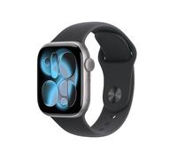 Apple Watch Series 11 GPS 42 mm Smartwatch mit Aluminiumgehäuse in Space Grau und Sportarmband in Schwarz (M/L). Schlafindex, Fitnesstracker, Gesundheitstracking, Always-On Display, Wasserschutz