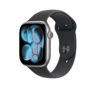 Apple Watch Series 11, GPS, 42mm, Spacegrau Aluminiumgehäuse mit schwarzem Sportband - S/M