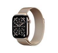 Apple Watch Series 11 GPS + Cellular 42 mm Smartwatch mit Titangehäuse in Gold und Milanaise Armband in Gold, Schlafindex, Fitnesstracker, Gesundheitsüberwachung, Always-On Display, Wasserschutz