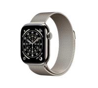 Apple Watch Series 11 GPS + Cellular 42 mm Smartwatch mit Titangehäuse in Natur und Milanaise Armband in Natur, Schlafindex, Fitnesstracker, Gesundheitsüberwachung, Always-On Display, Wasserschutz