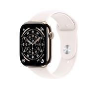 Apple Watch Series 11 GPS + Cellular 46 mm Smartwatch mit Titangehäuse in Gold und Sportarmband in Blassrosa (S/M), Schlafindex, Fitnesstracker, Gesundheitsüberwachung, Always-On Display, Wasserschutz