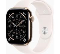 Apple Watch Series 11 GPS + Cellular 46mm Titan gold mit Sportarmband S/M blassrosa