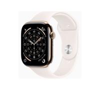 Apple Watch Series 11 (GPS + Cellular) 46mm Titan gold mit Sportarmband S/M blassrosa