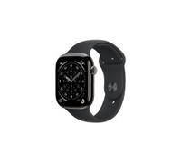 Apple Watch Series 11 GPS + Mobilfunk 46 mm schiefer Titan-Gehäuse mit schwarzem Sportarmband - M/L