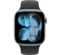 Apple Watch Series 11 GPS 42 mm Smartwatch mit Aluminiumgehäuse in Space Grau und Sportarmband in Schwarz (M/L). Schlafindex, Fitnesstracker, Gesundheitstracking, Always-On Display, Wasserschutz