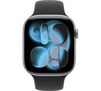 Apple Watch Series 11 GPS 46 mm Smartwatch mit Aluminiumgehäuse in Space Grau und Sportarmband in Schwarz (M/L). Schlafindex, Fitnesstracker, Gesundheitstracking, Always-On Display, Wasserschutz