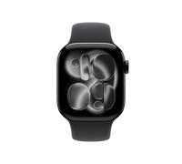 Apple Watch Series 11 Sportarmband, Diamantschwarz, Schwarz, Aluminium, 42mm, GPS, S/M