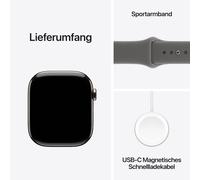 Apple Watch Series 11 Sportarmband, Natur, Steingrau, Titanium, 42mm, GPS + Cellular, M/L