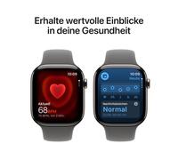 Apple Watch Series 11 Sportarmband, Natur, Steingrau, Titanium, 46mm, GPS + Cellular, M/L, MFCX4ZR/A