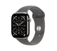 Apple Watch Series 11 Sportarmband, Natur, Steingrau, Titanium, 46mm, GPS + Cellular, S/M, MFCW4ZR/A