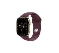 Apple Watch Series 12 GPS + Cellular 42mm Radiant Gold Titanium Case with Burgundy Sport Band - S/M