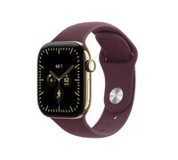 Apple Watch Series 12 GPS + Cellular 42mm Radiant Gold Titanium Case with Burgundy Sport Band - S/M