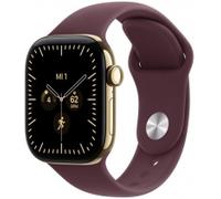 Apple Watch Series 12 GPS + Cellular 42mm Titan brillantgold mit Sportarmband M/L burgunder