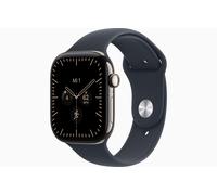 Apple Watch Series 12 GPS + Cellular 46mm Natural Titanium Case with Navy Blue Sport Band - S/M
