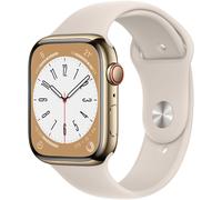 Apple Watch Series 8 (45mm) GPS+4G Edelstahl mit Sportarmband gold/polarstern