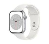 Apple Watch Series 8 GPS Aluminium silber, 45mm MP6N3FD/A Sportarmband weiß