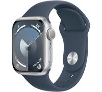 Apple Watch Series 9 (41mm) GPS Smartwatch Aluminium mit Sportarmband S/M silber/sturmblau