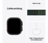 Apple Watch Ultra 2 Titan Schwarz, Dunkelgrün, 49mm, GPS + Cellular, Small