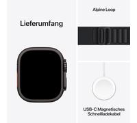 Apple Watch Ultra 3 Alpine Loop, Schwarz, Titanium, 49mm, GPS + Cellular, Small
