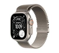Apple Watch Ultra 3 GPS + Cellular 49 mm Premium Smartwatch für Lauftraining und Kombinationssport mit robustem Titangehäuse in Natur und Milanaise Armband in Natur (Large)