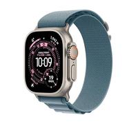 Apple Watch Ultra 3 GPS + Cellular 49 mm Premium Smartwatch für Lauftraining und Kombinationssport mit robustem Titangehäuse in Natur und Alpine Loop in Hellblau (Large)