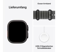 Apple Watch Ultra 4 Ocean Armband Schwarz 49mm Halbtransparentes Schwarz