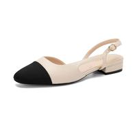 AprCoco Slingback-Flats für Damen, 2.0, quadratischer Zehenbereich, zweifarbig, flache Schuhe für Damen, Kleid, Hochzeit, Party, Schuhe, niedriger Absatz, flache Schuhe für Damen, Beige, 41 EU