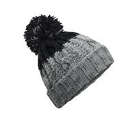 Beechfield Strickmütze Apres Beanie Zweifarbig mit Luxus-Bommel Hellgrau/Schwarz